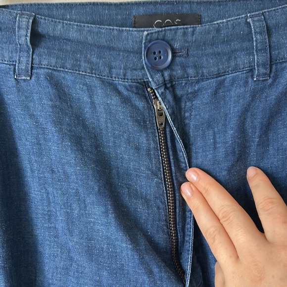 COS size 4 cotton capri cropped pants denim blue high rise summer - Picture 5 of 8